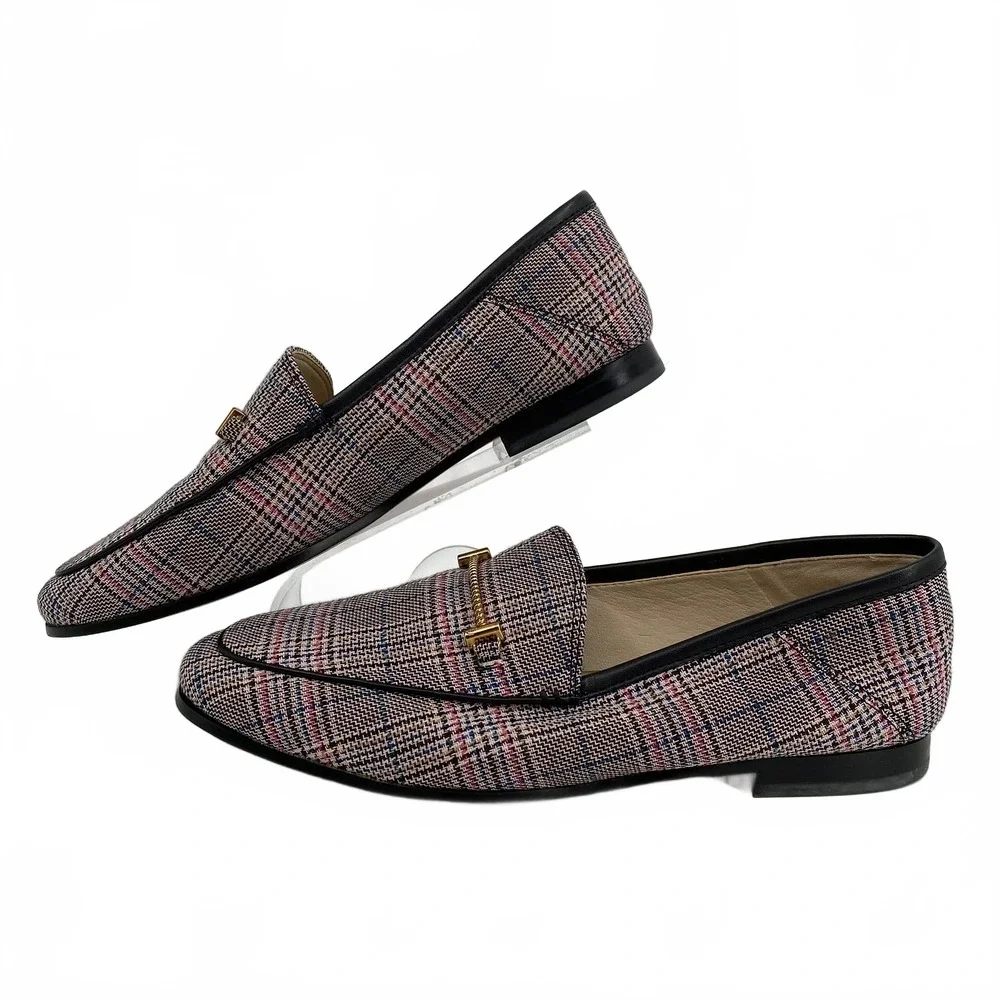 Sam Edelman Black Pink Plaid Loafers | Women’s Size 7.5